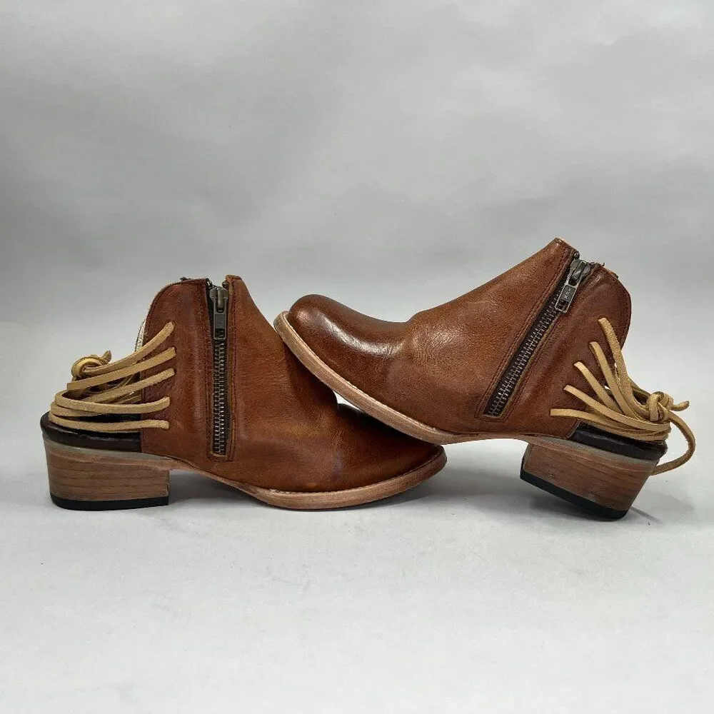 Free Bird JoJo Ankle Boots Women's Size 7 Brown Leather Western Aztec‎ Booties